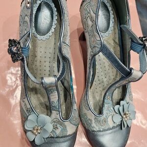 Joe B Blue and Silver Floral Heels